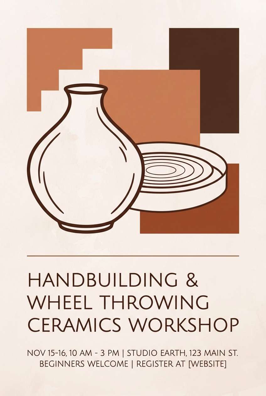 terracotta ceramics workshop flyer