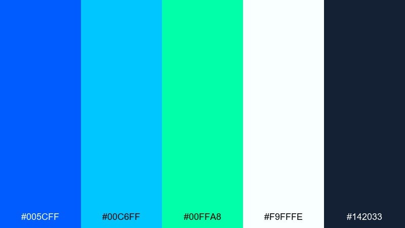 kinetic gradient electric blue color palette with hex codes