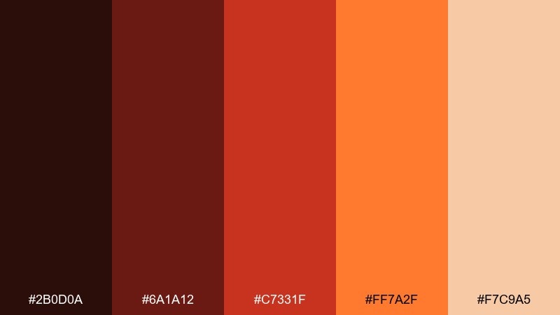 kissed by fire lava color palette with hex codes