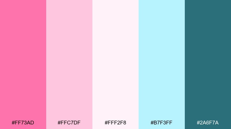 lagoon blush pink flamingo color palette with hex codes