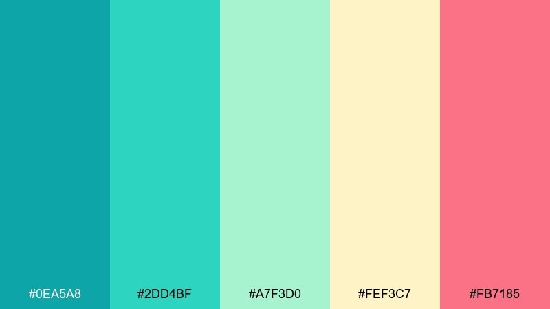 lagoon breeze tropical island color palette with hex codes