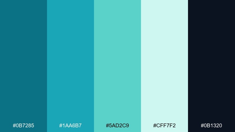 lagoon drift blue green teal color palette with hex codes