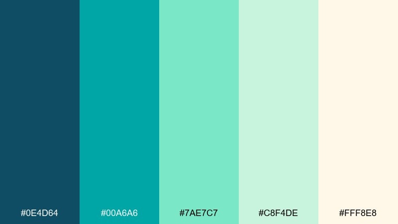lagoon glass teal blue green color palette with hex codes