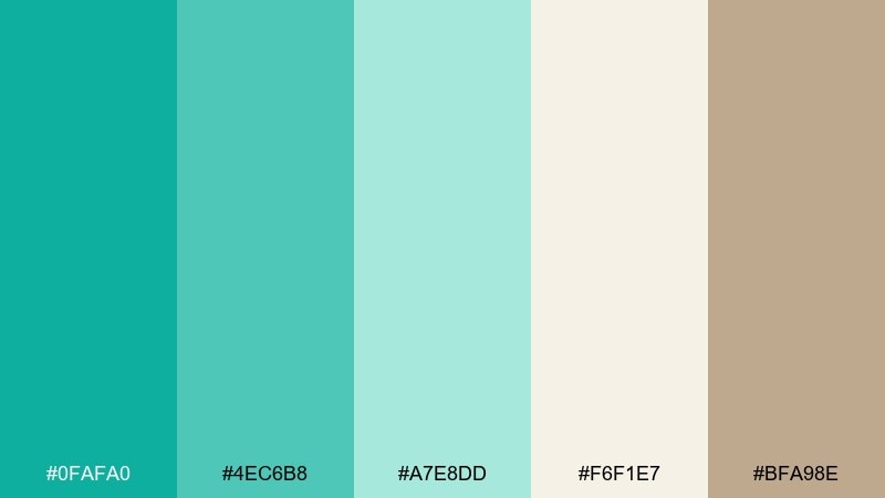 lagoon linen green turquoise color palette with hex codes