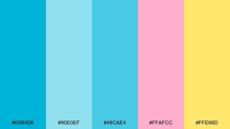 lagoon party happy color palette with hex codes