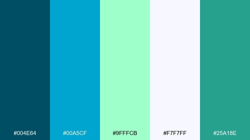 lagoon teal dinosaur color palette with hex codes