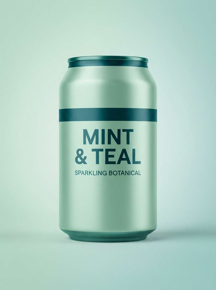 mint teal can packaging