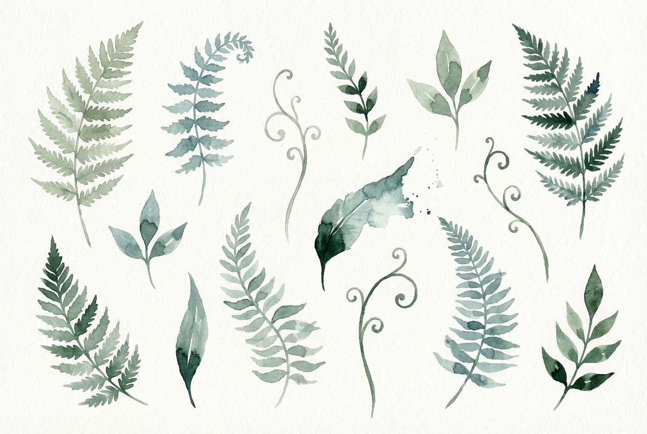 watercolor fern illustration