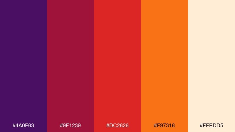 lantern glow purple red orange color palette with hex codes