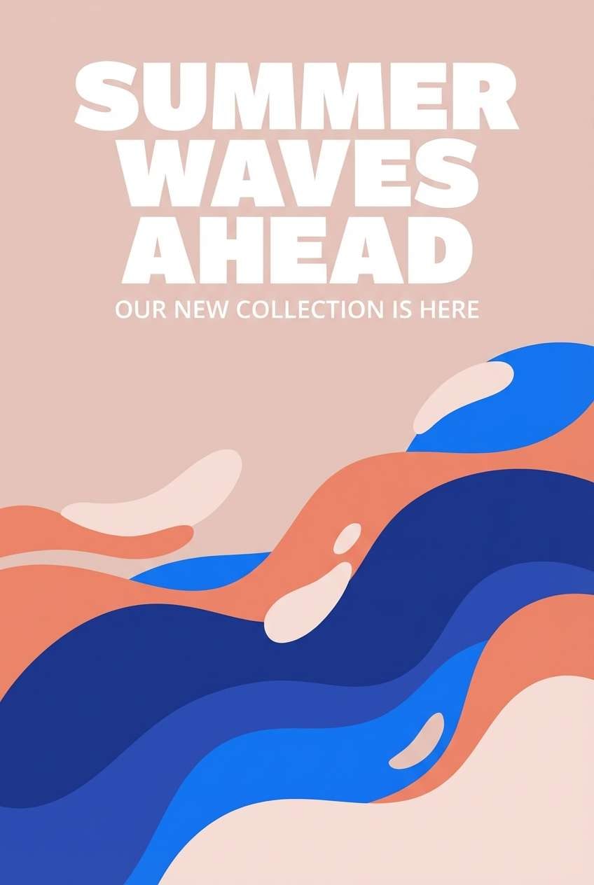 summer poster in blue and coral