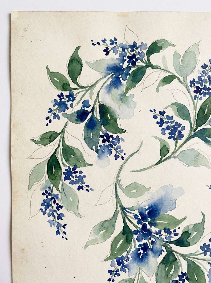 moonlit botanical watercolor