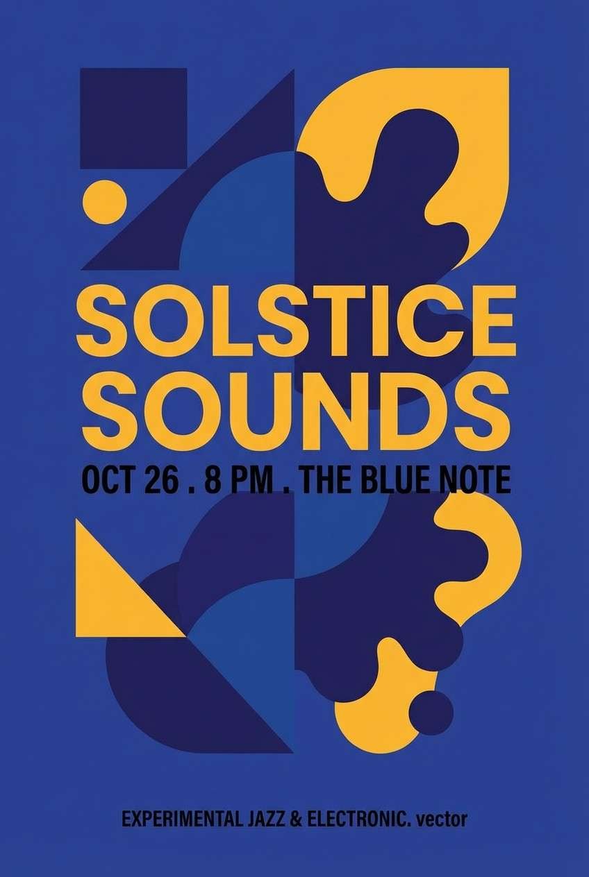 blue and saffron event poster