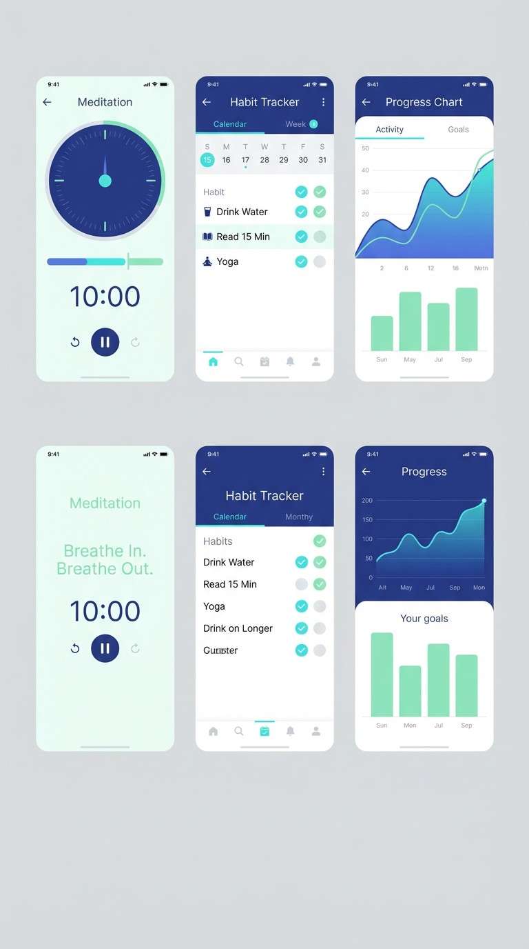 calm wellness ui in blues
