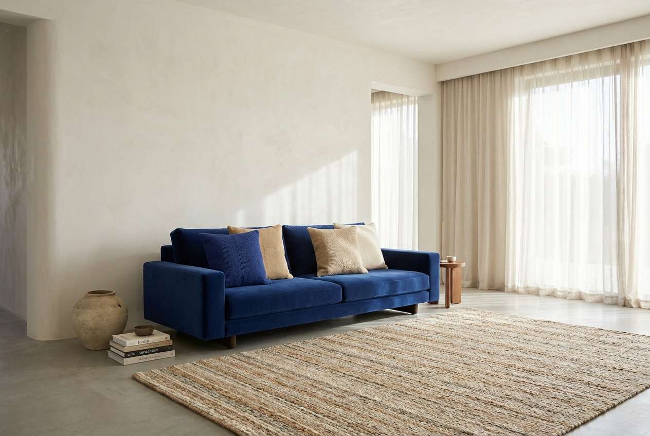 warm blue living room