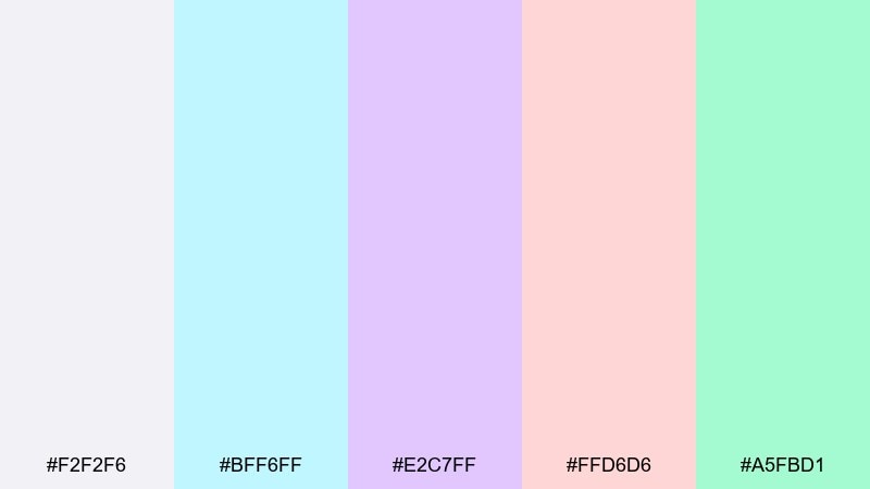 laser pearl holographic color palette with hex codes