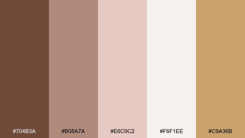 latte blush coffee brown color palette with hex codes