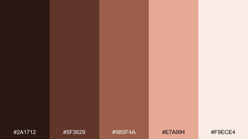 latte peony brown peach color palette with hex codes