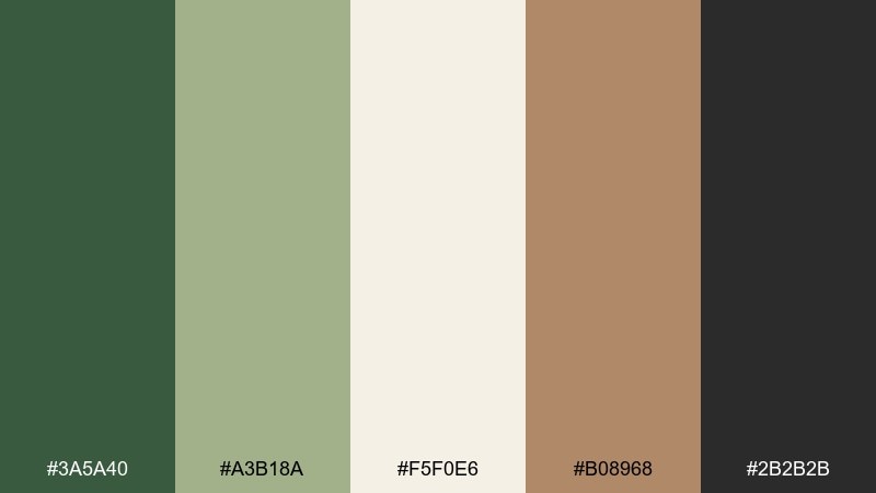laurel and linen traditional color palette with hex codes