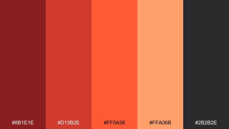 lava and charcoal red orange color palette with hex codes