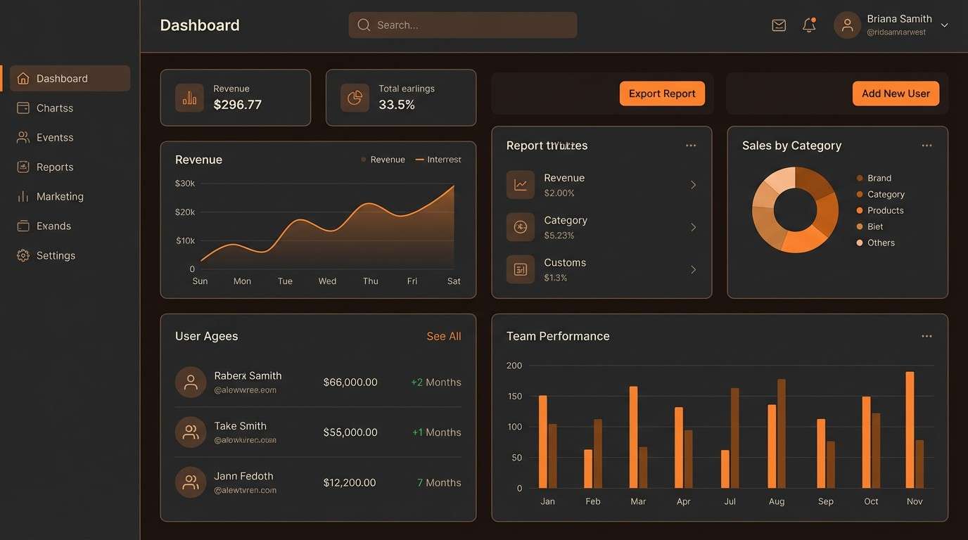 dark dashboard ui