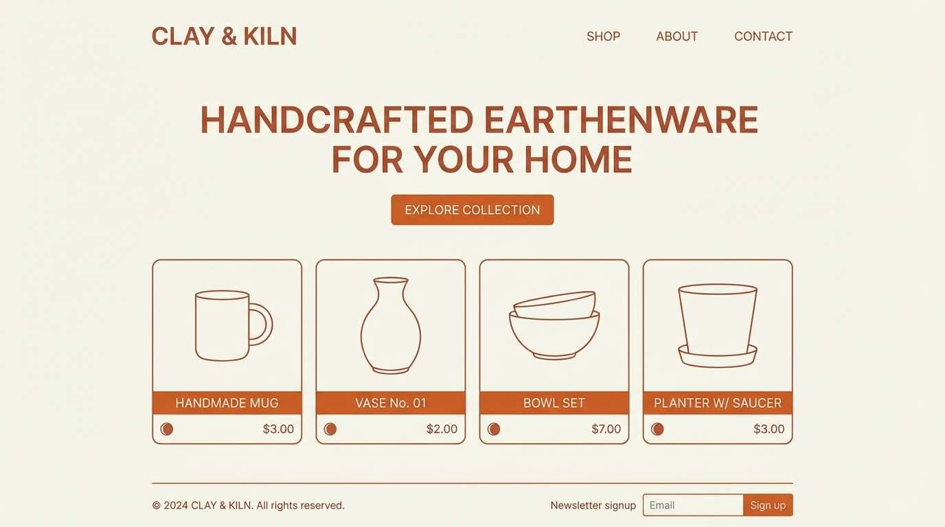 ceramics website mockup