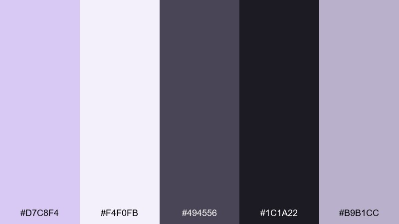 lavender and charcoal ink pale lavender color palette with hex codes