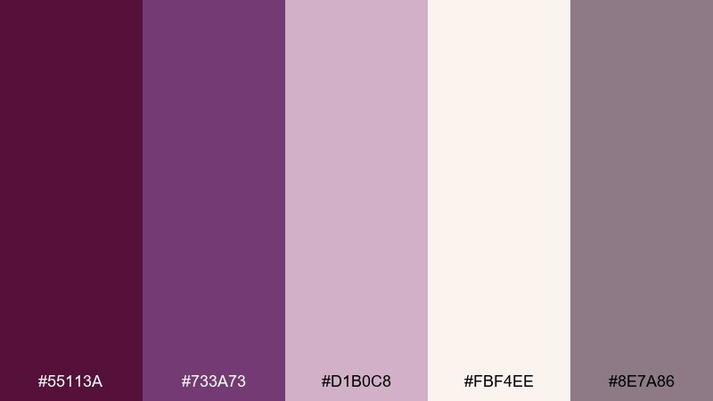 lavender baroque purple wine color palette with hex codes