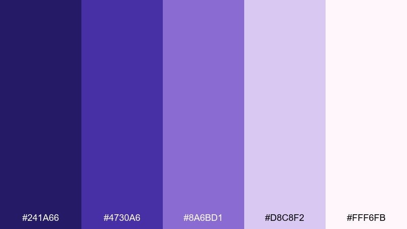 lavender dusk indigo color palette with hex codes