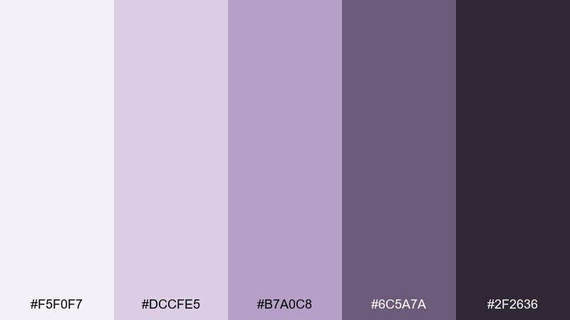 lavender dusk living room color palette with hex codes
