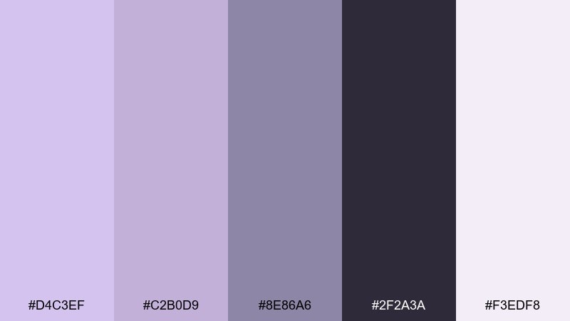 lavender dusk studio pale lavender color palette with hex codes