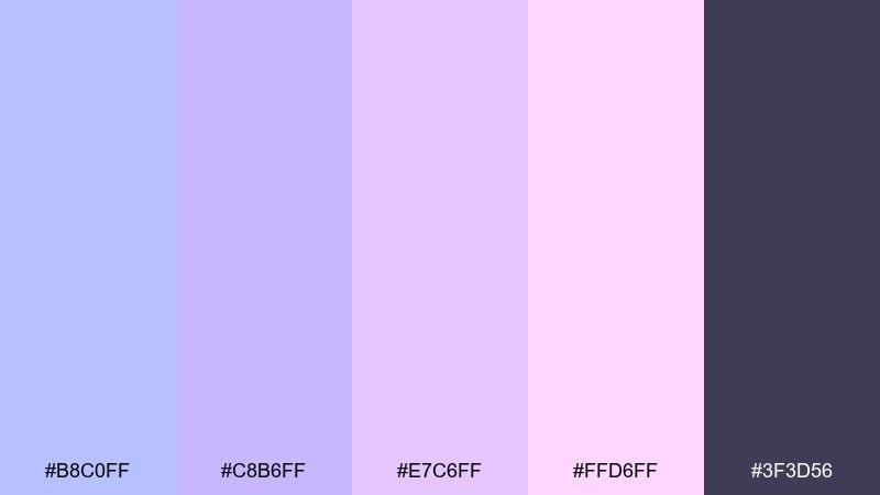 lavender evening color palette with hex codes