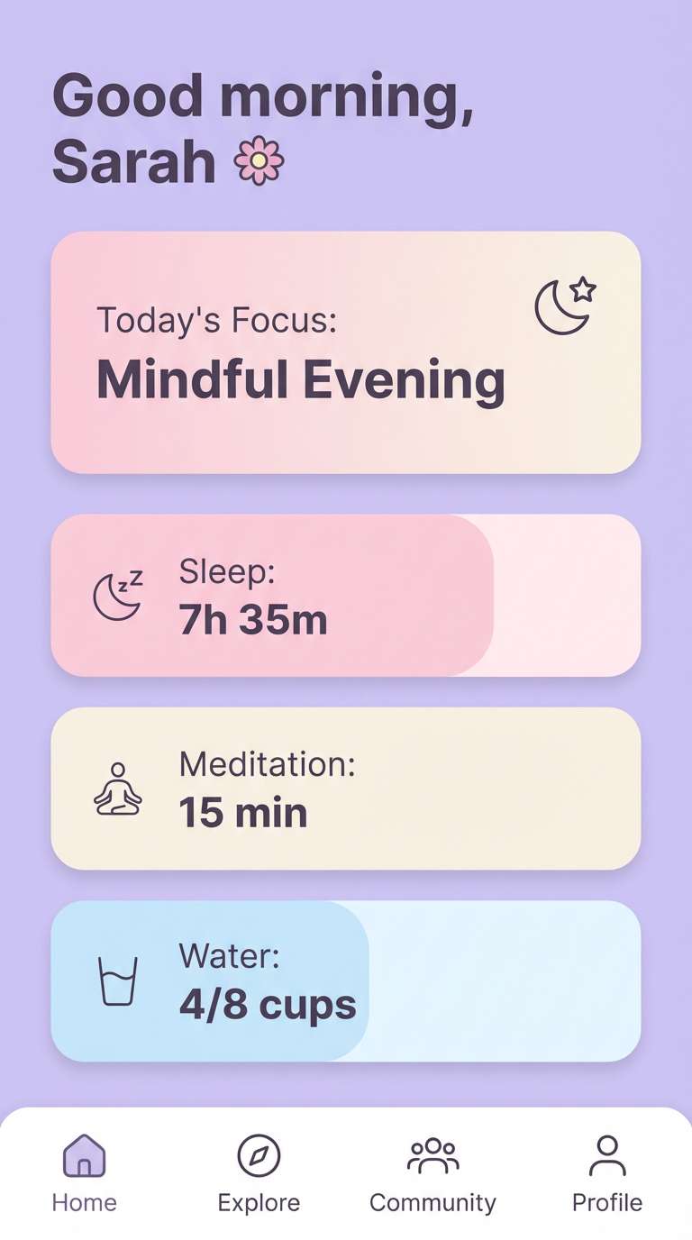 lavender wellness app ui