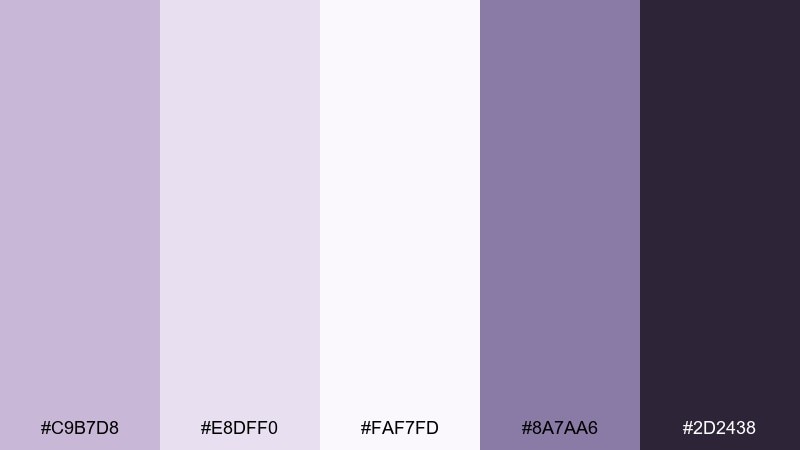 lavender exhale meditation color palette with hex codes
