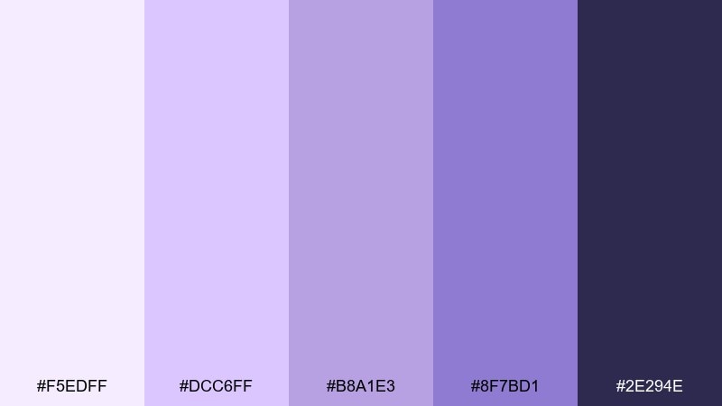 lavender fog minimal pink violet color palette with hex codes