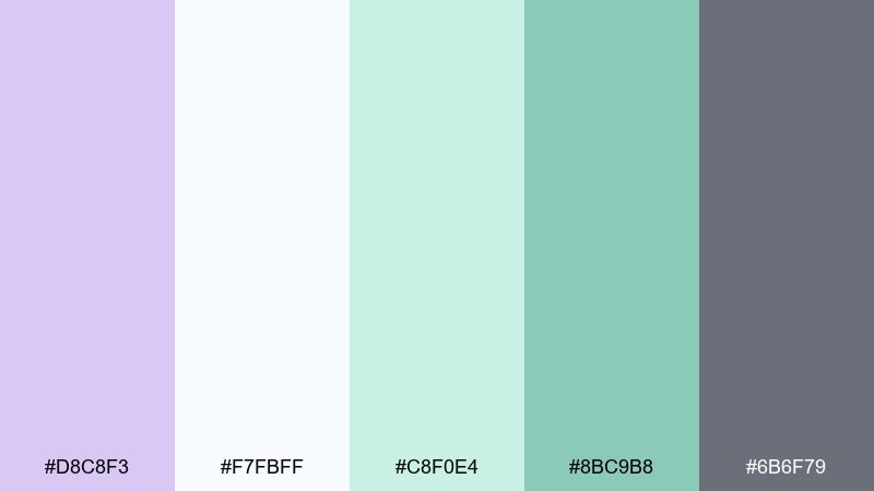 lavender frost and mint pale lavender color palette with hex codes
