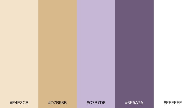 lavender gold dream color palette with hex codes