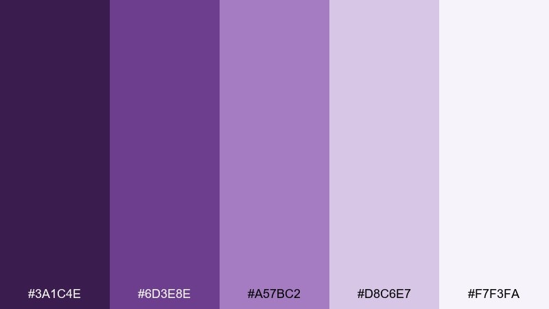 lavender haze amethyst color palette with hex codes