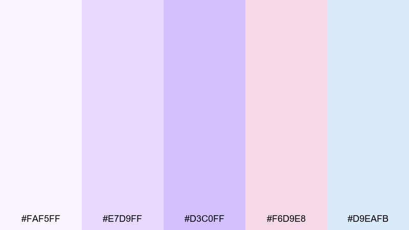 lavender haze light color palette with hex codes