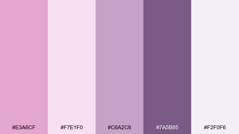 lavender macaron pale magenta color palette with hex codes