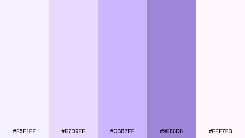 lavender milk color palette with hex codes