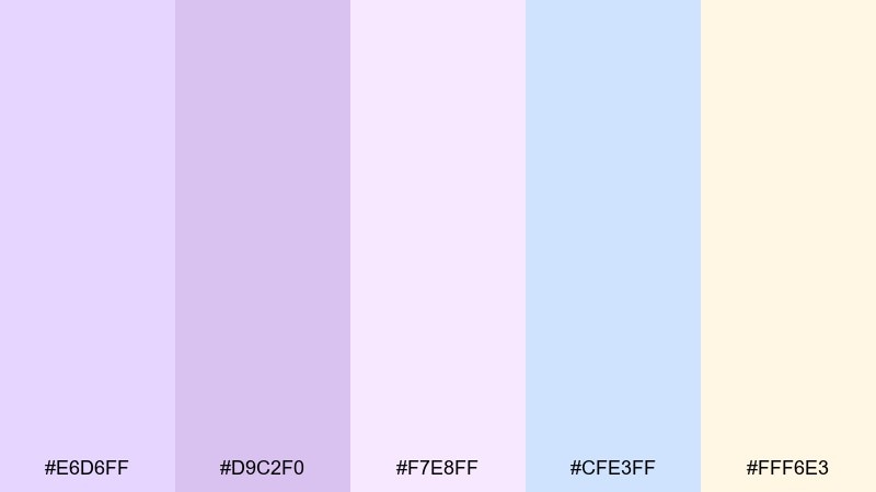 lavender milk pastel color palette with hex codes