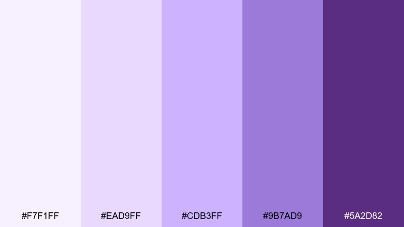 lavender milk color palette with hex codes