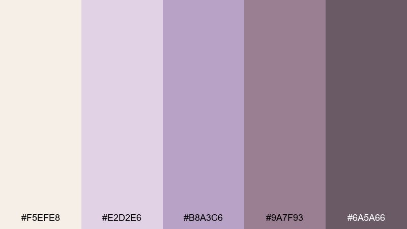 lavender milk tea cottagecore color palette with hex codes