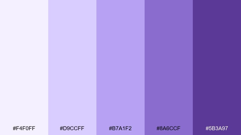 lavender mist violet color palette with hex codes