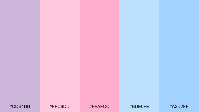 lavender morning color palette with hex codes