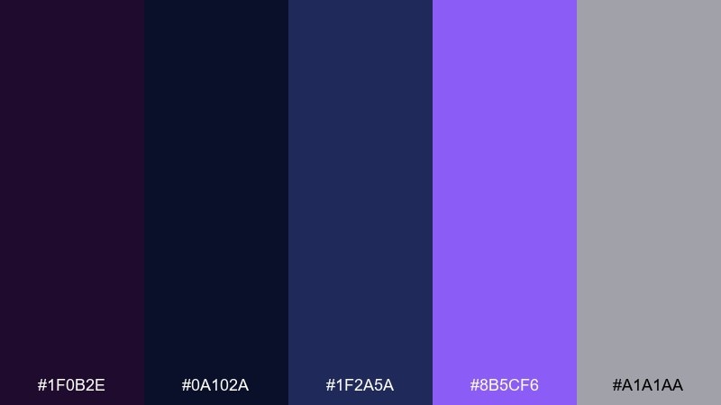 lavender noir color palette with hex codes