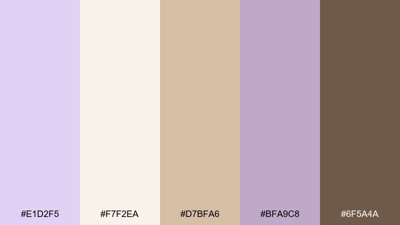 lavender oat latte pale lavender color palette with hex codes