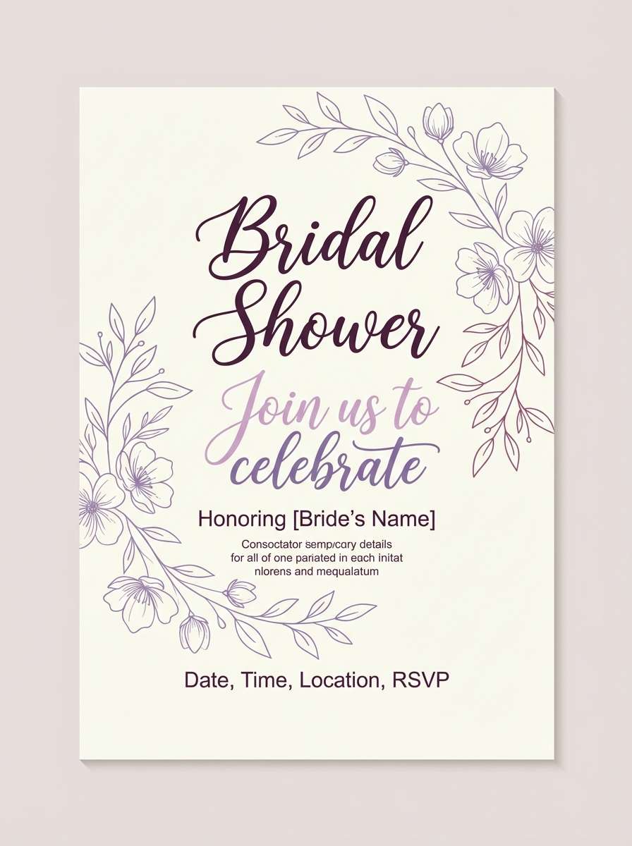 violet bridal invitation layout