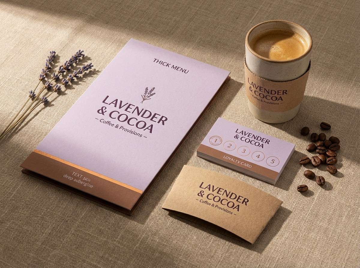 lavender cocoa coffee branding