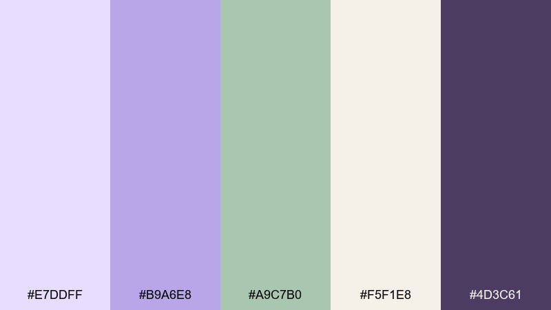 lavender sage calm lavender purple color palette with hex codes